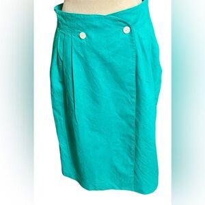 Vintage Natalie Size 16 kelly green A-line Wrap Around midi skirt with pockets